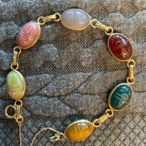 Vintage Egyptian Scarab Gold Bracelet